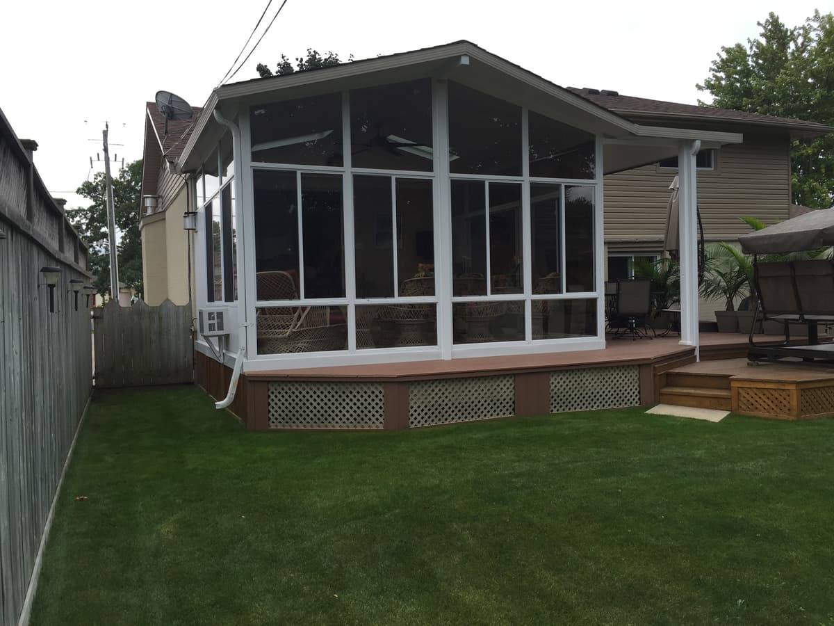 Bright open-air 3 season sunroom addition for porch in Lambton County